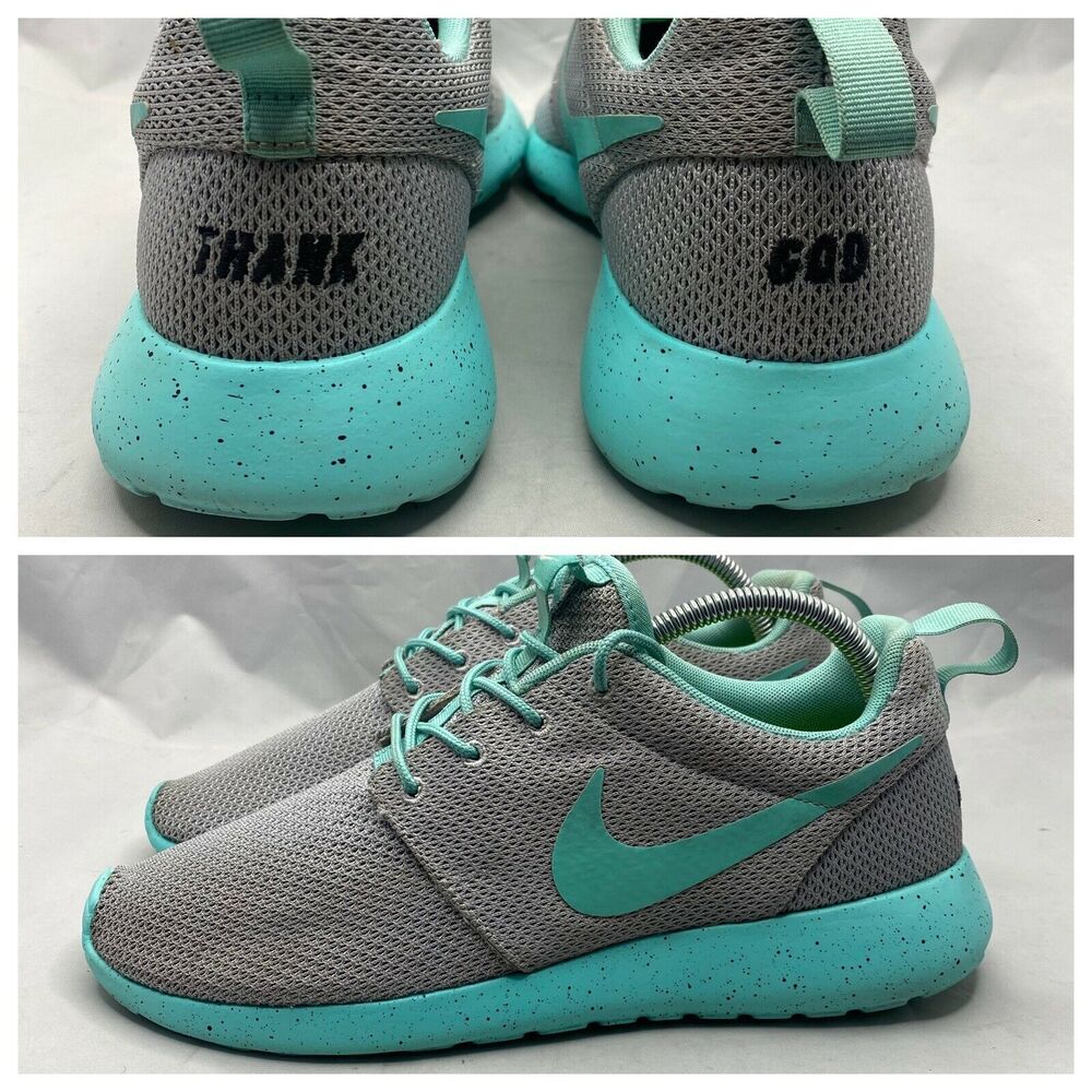 Nike iD Roshe One ‘Thank God’ Running Shoes Gray/Teal Women’s 10 704693-994